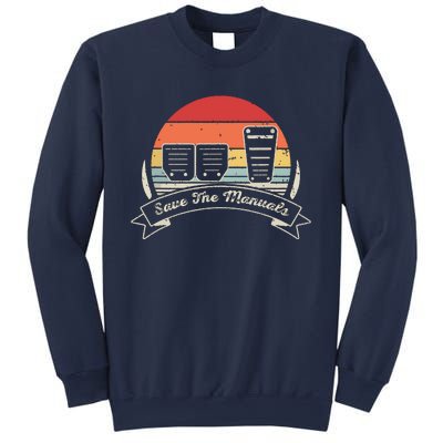 Car Lover Gift Vintage Retro Save The Manuals Stick Sweatshirt