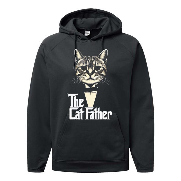 Cat Lover Gifts Funny The Catfather Cat Dad Performance Fleece Hoodie