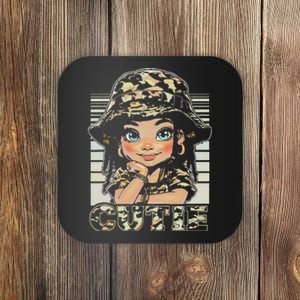 Cutie LocD Girl With Camo Hat Locs Black Girl Juneteenth Coaster