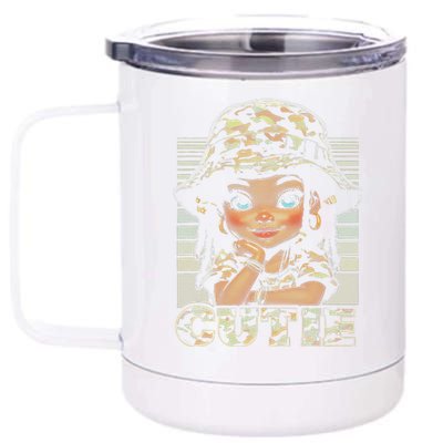 Cutie LocD Girl With Camo Hat Locs Black Girl Juneteenth 12 oz Stainless Steel Tumbler Cup