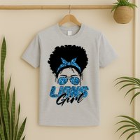 Cute Lions Girl Bandana Afro Hair Football Fan T-Shirt