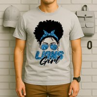 Cute Lions Girl Bandana Afro Hair Football Fan T-Shirt