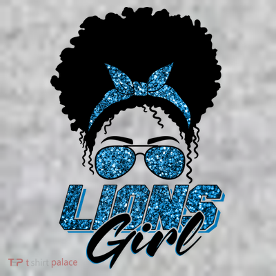Cute Lions Girl Bandana Afro Hair Football Fan T-Shirt