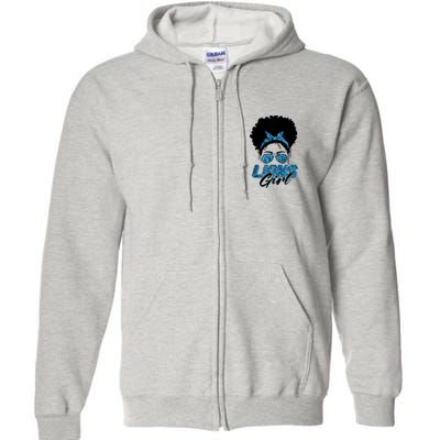 Cute Lions Girl Bandana Afro Hair Football Fan Full Zip Hoodie
