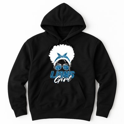 Cute Lions Girl Bandana Afro Hair Football Fan Hoodie