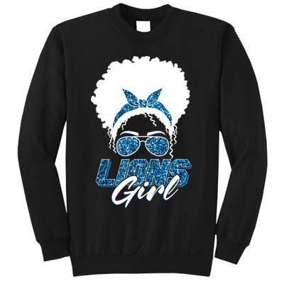 Cute Lions Girl Bandana Afro Hair Football Fan Sweatshirt