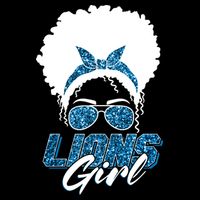 Cute Lions Girl Bandana Afro Hair Football Fan Button