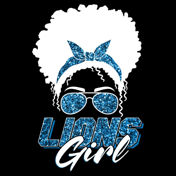 Cute Lions Girl Bandana Afro Hair Football Fan Button