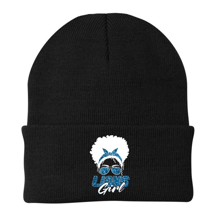 Cute Lions Girl Bandana Afro Hair Football Fan Beanie
