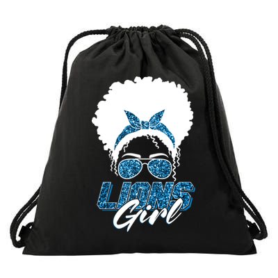 Cute Lions Girl Bandana Afro Hair Football Fan Drawstring Bag
