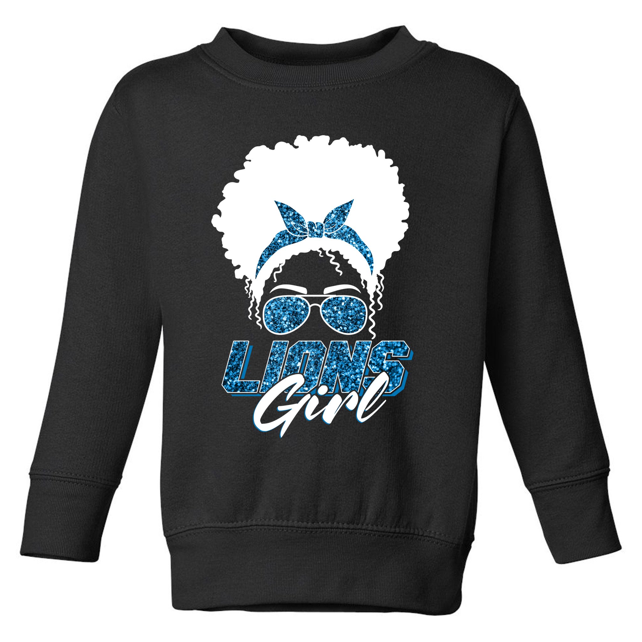 Cute Lions Girl Bandana Afro Hair Football Fan Toddler Sweatshirt