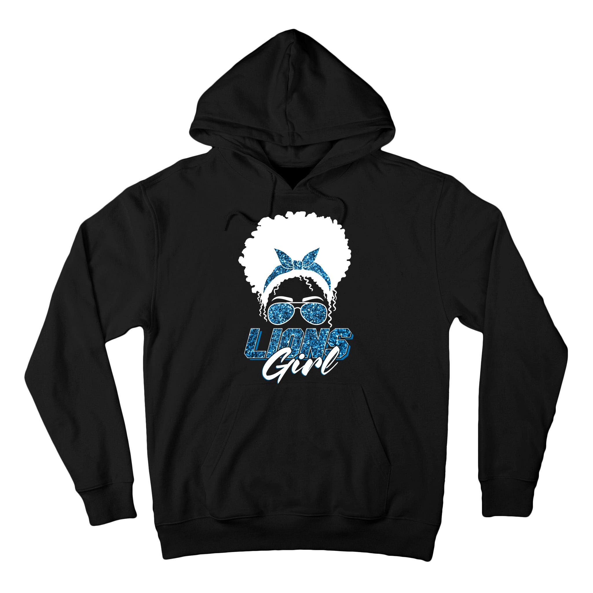 Cute Lions Girl Bandana Afro Hair Football Fan Tall Hoodie