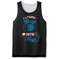 Crochet Lover Gift I Turn Strings Into Things Funny Knitting Mesh Reversible Basketball Jersey Tank