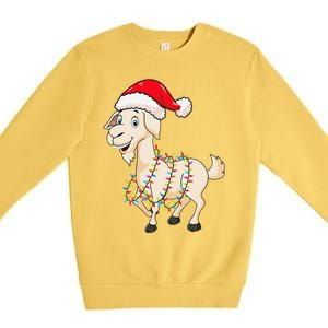 Christmas Lights Goat Wearing Xmas Hat Farmer Goat Lover Premium Crewneck Sweatshirt