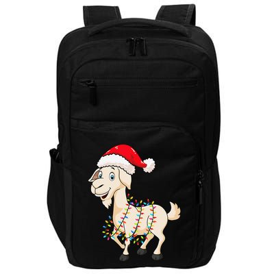 Christmas Lights Goat Wearing Xmas Hat Farmer Goat Lover Impact Tech Backpack