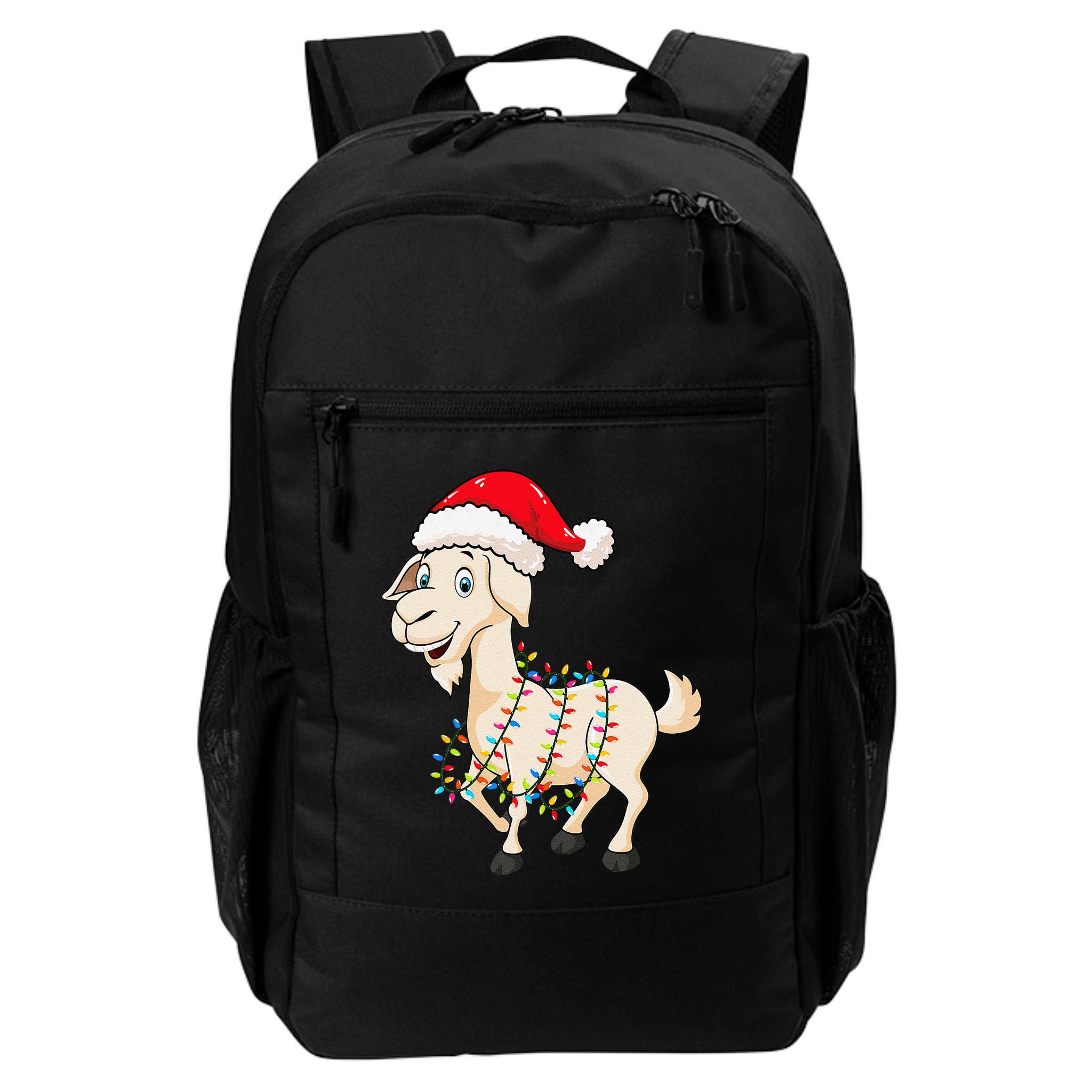 Christmas Lights Goat Wearing Xmas Hat Farmer Goat Lover Backpack