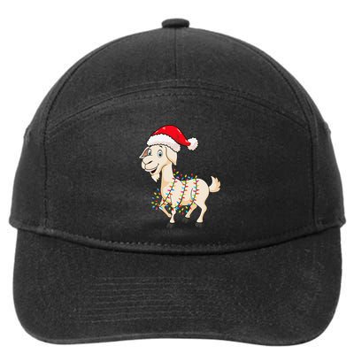 Christmas Lights Goat Wearing Xmas Hat Farmer Goat Lover 7-Panel Snapback Hat