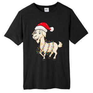 Christmas Lights Goat Wearing Xmas Hat Farmer Goat Lover Tall Fusion ChromaSoft Performance T-Shirt