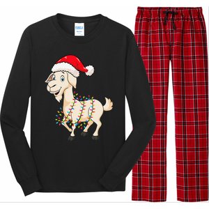 Christmas Lights Goat Wearing Xmas Hat Farmer Goat Lover Long Sleeve Pajama Set