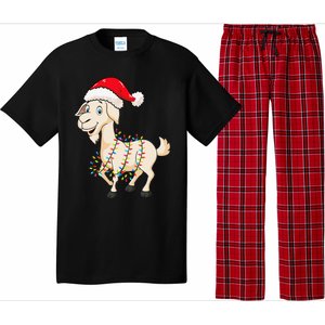 Christmas Lights Goat Wearing Xmas Hat Farmer Goat Lover Pajama Set