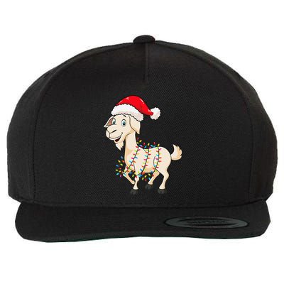 Christmas Lights Goat Wearing Xmas Hat Farmer Goat Lover Wool Snapback Cap