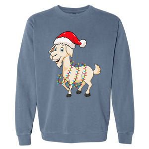 Christmas Lights Goat Wearing Xmas Hat Farmer Goat Lover Garment-Dyed Sweatshirt