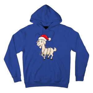 Christmas Lights Goat Wearing Xmas Hat Farmer Goat Lover Hoodie