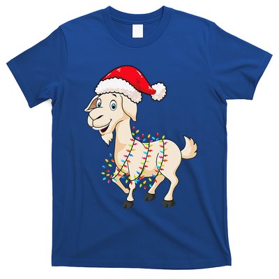 Christmas Lights Goat Wearing Xmas Hat Farmer Goat Lover T-Shirt