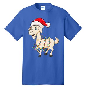 Christmas Lights Goat Wearing Xmas Hat Farmer Goat Lover Tall T-Shirt