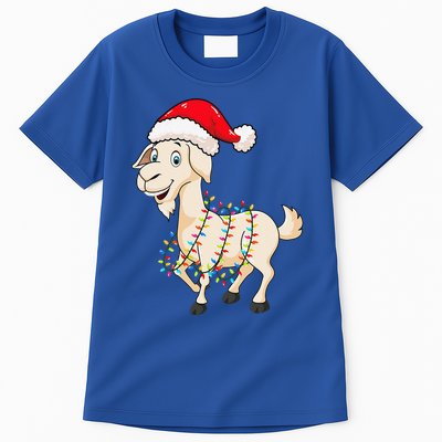 Christmas Lights Goat Wearing Xmas Hat Farmer Goat Lover Tall T-Shirt