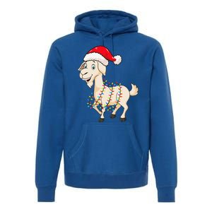 Christmas Lights Goat Wearing Xmas Hat Farmer Goat Lover Premium Hoodie