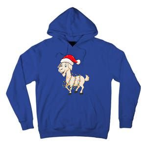 Christmas Lights Goat Wearing Xmas Hat Farmer Goat Lover Tall Hoodie