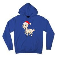 Christmas Lights Goat Wearing Xmas Hat Farmer Goat Lover Tall Hoodie