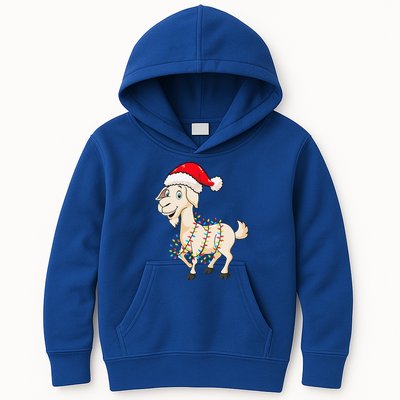 Christmas Lights Goat Wearing Xmas Hat Farmer Goat Lover Kids Hoodie