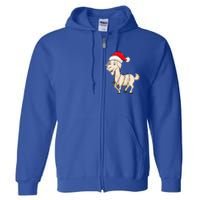 Christmas Lights Goat Wearing Xmas Hat Farmer Goat Lover Full Zip Hoodie