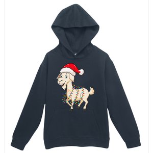 Christmas Lights Goat Wearing Xmas Hat Farmer Goat Lover Urban Pullover Hoodie