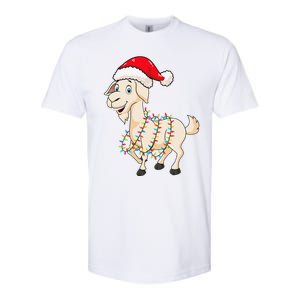 Christmas Lights Goat Wearing Xmas Hat Farmer Goat Lover Softstyle CVC T-Shirt