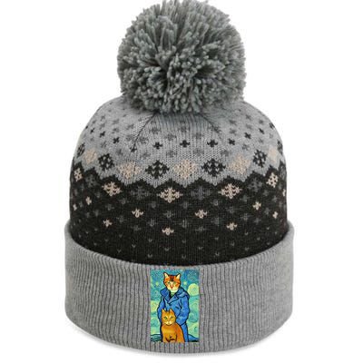 Cat Lover Gift Van Gogh Style Art The Baniff Cuffed Pom Beanie