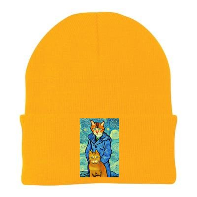 Cat Lover Gift Van Gogh Style Art Knit Cap Winter Beanie