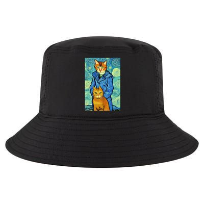 Cat Lover Gift Van Gogh Style Art Cool Comfort Performance Bucket Hat