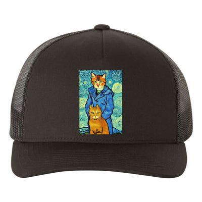 Cat Lover Gift Van Gogh Style Art Yupoong Adult 5-Panel Trucker Hat