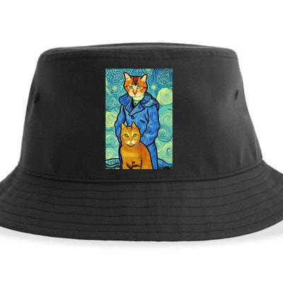 Cat Lover Gift Van Gogh Style Art Sustainable Bucket Hat