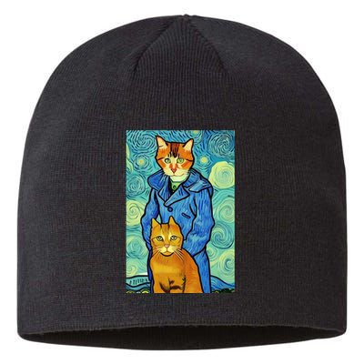 Cat Lover Gift Van Gogh Style Art Sustainable Beanie