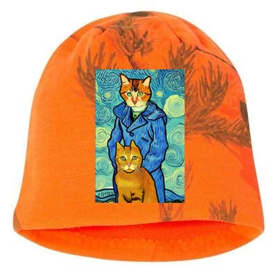 Cat Lover Gift Van Gogh Style Art Kati - Camo Knit Beanie