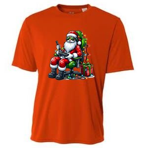 Christmas Lights Gamer Santa Video Gaming Controller Funny Gift Cooling Performance Crew T-Shirt