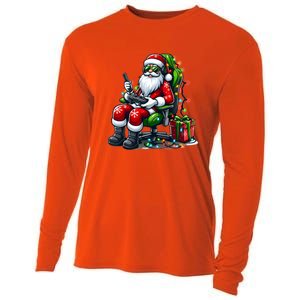 Christmas Lights Gamer Santa Video Gaming Controller Funny Gift Cooling Performance Long Sleeve Crew