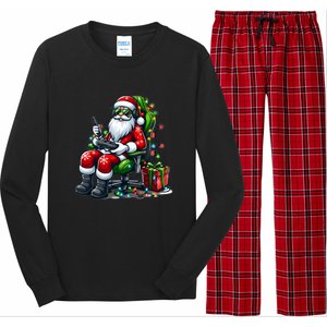 Christmas Lights Gamer Santa Video Gaming Controller Funny Gift Long Sleeve Pajama Set