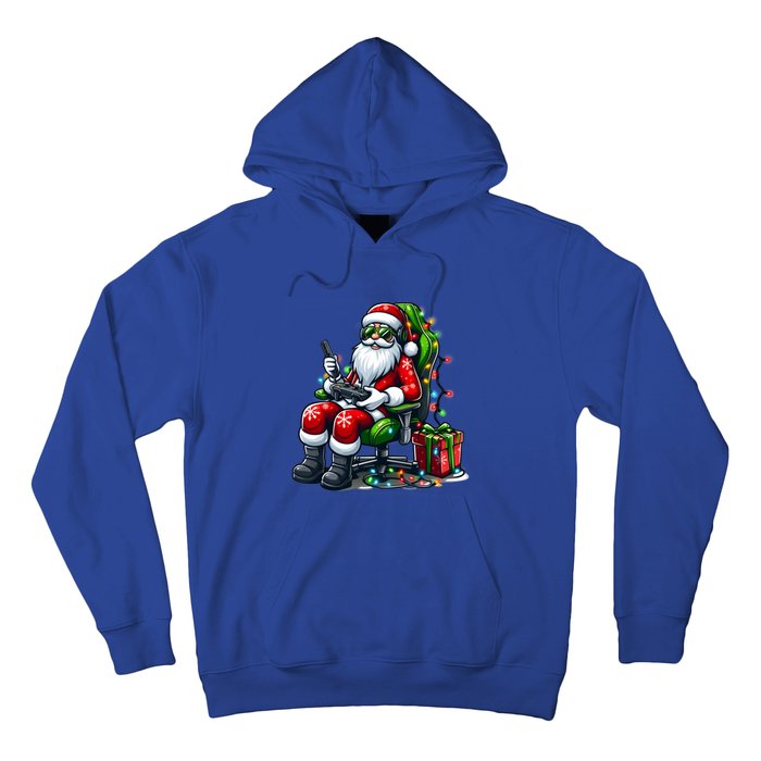 Christmas Lights Gamer Santa Video Gaming Controller Funny Gift Hoodie