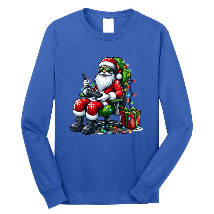 Christmas Lights Gamer Santa Video Gaming Controller Funny Gift Long Sleeve Shirt