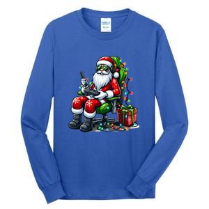 Christmas Lights Gamer Santa Video Gaming Controller Funny Gift Tall Long Sleeve T-Shirt